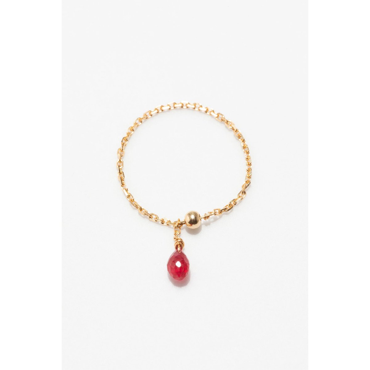 Bague chaînette pampille Mia - Or 750‰ Rubis rubis, YAY PARIS