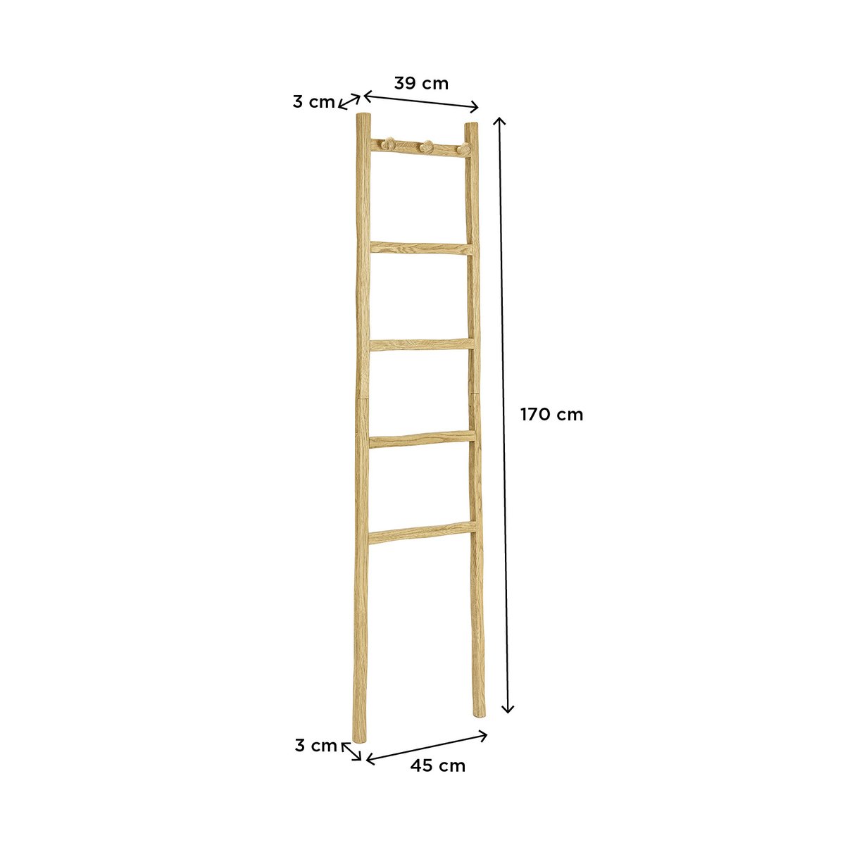 Echelle porte serviette 170cm en chêne massif OFICIO chêne, MOB IN