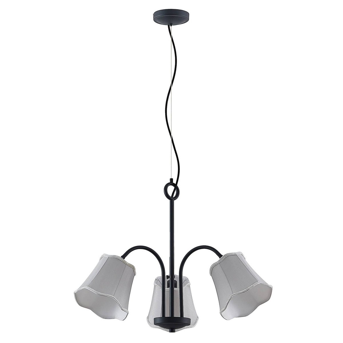 Suspension en textile vintage, Binta gris argenté, noir, LUCANDE