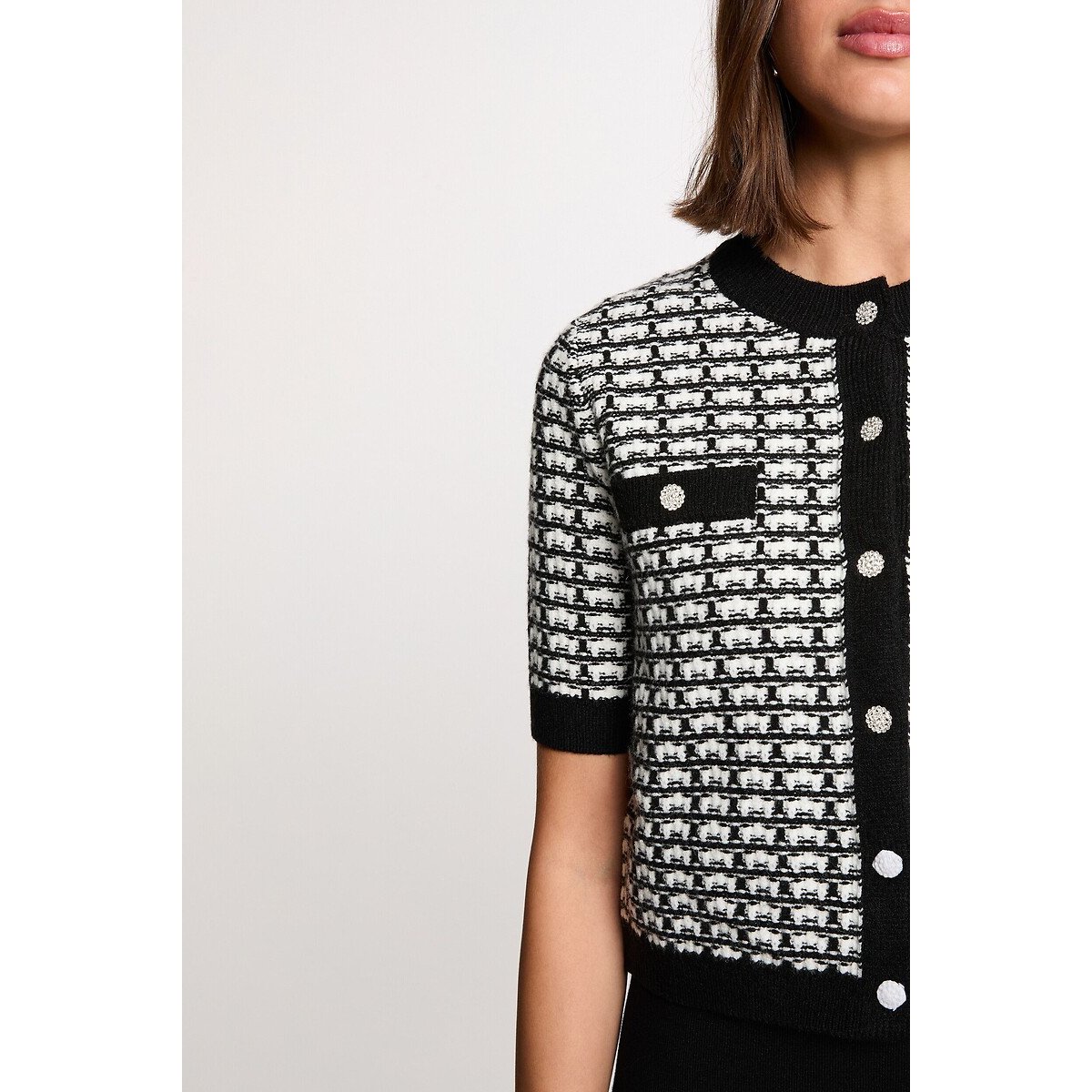 Mini Dress with Short Sleeves and Crew Neck black, MORGAN