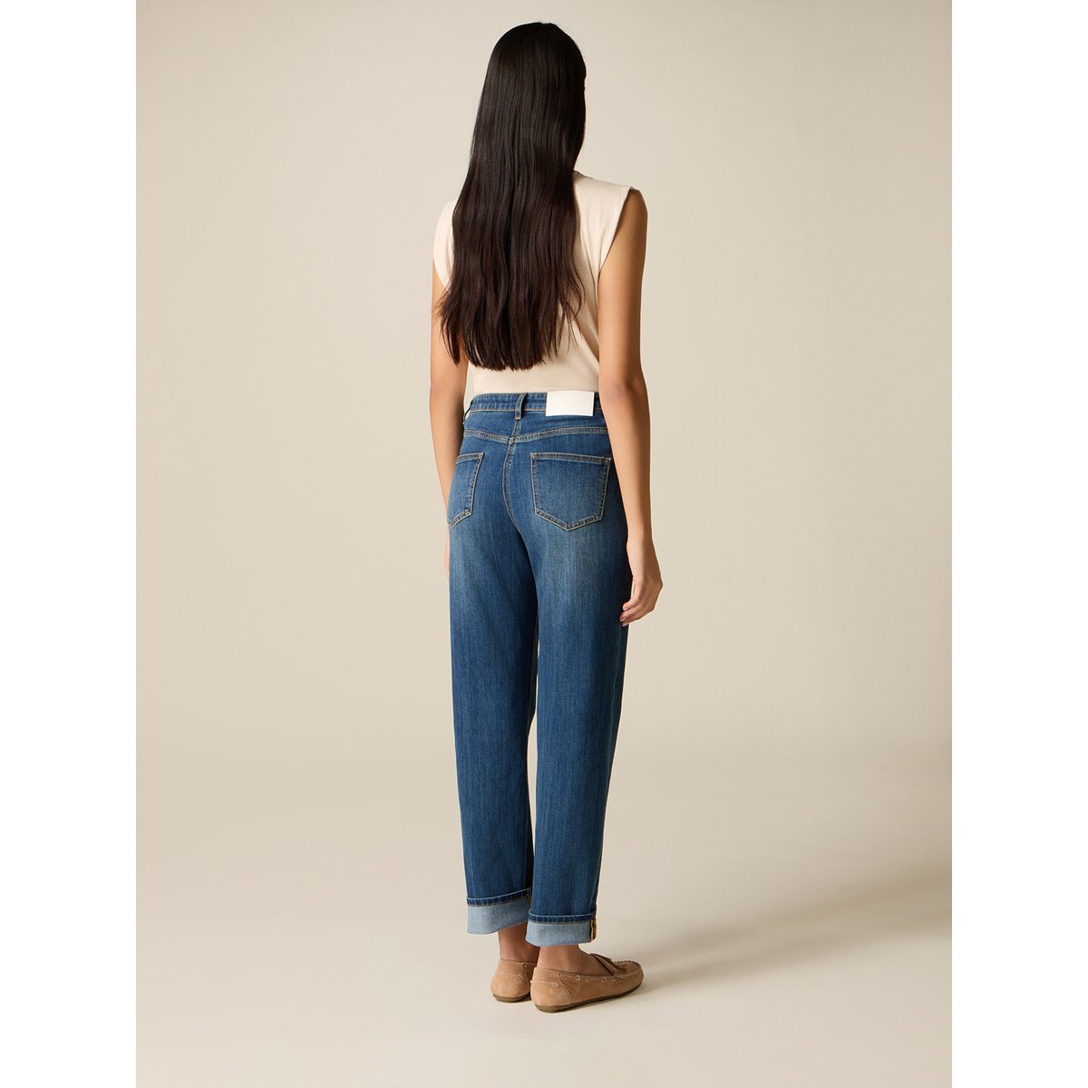 Jean regular relaxed avec revers bleu, OLTRE