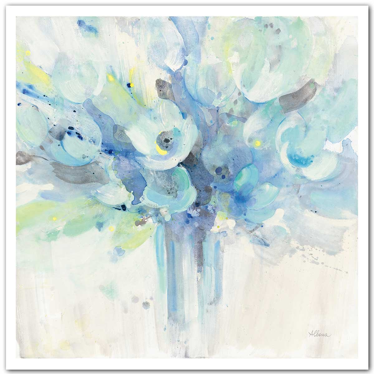 Affiche Aquarelle bouquet bleu affiche seule, HEXOA