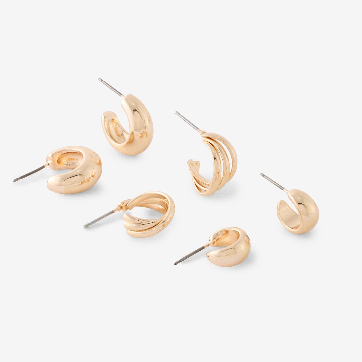 Set de 3 petites créoles dorées doré, BALABOOSTE