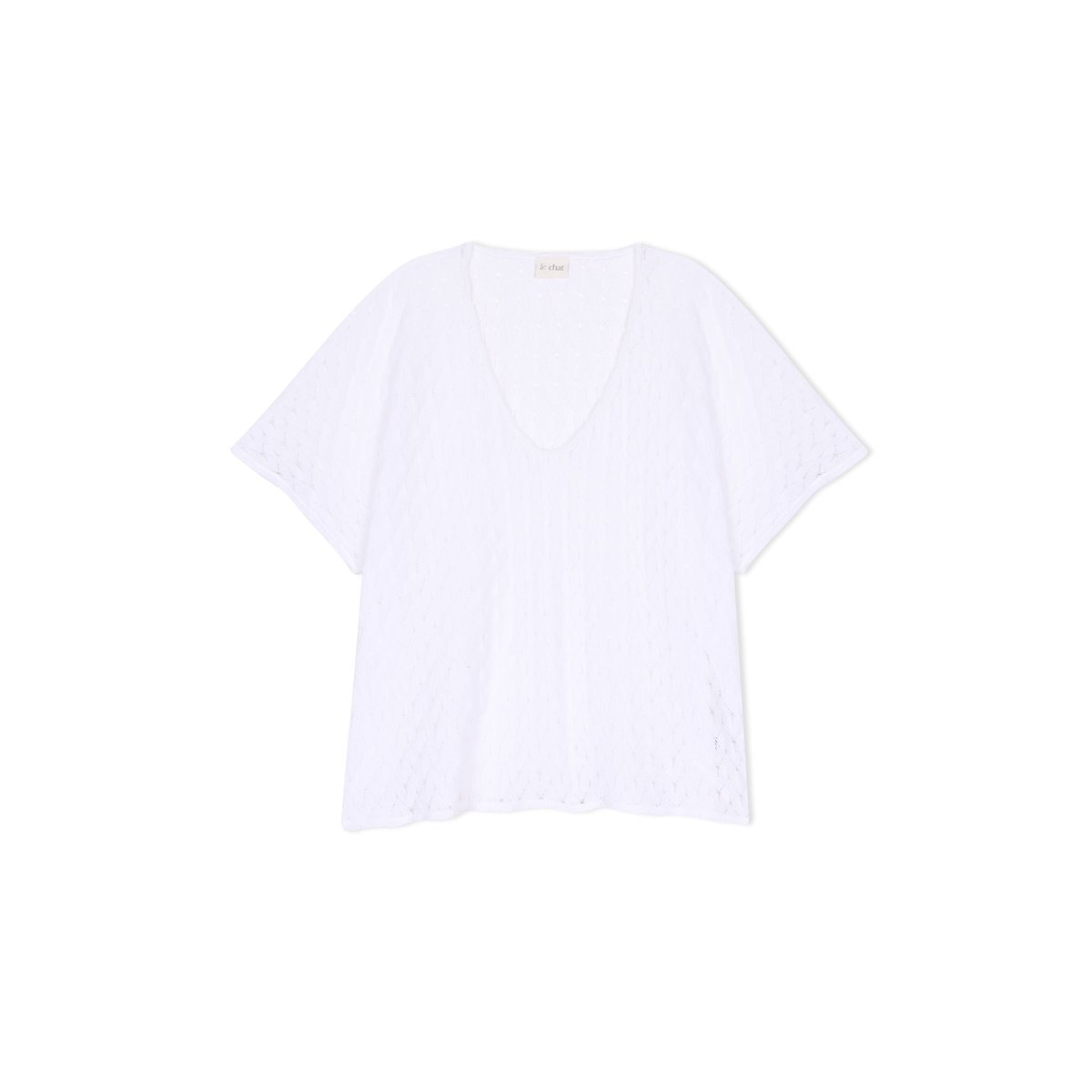 Tee-shirt en maille ajourée PAILLETTE 230 blanc, LE CHAT
