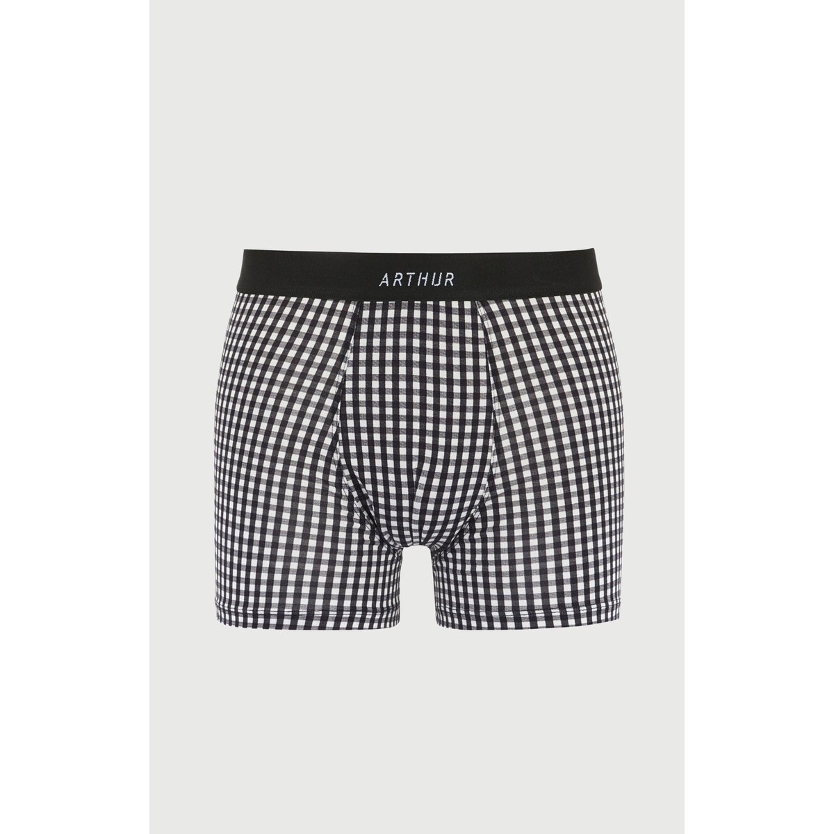 Boxer en coton imprimé Vichy noir, ARTHUR