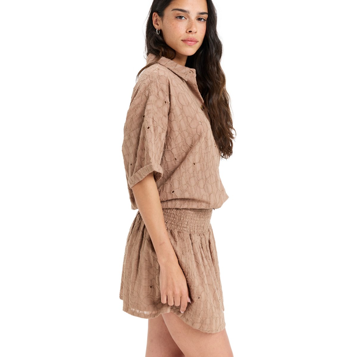 Jupe courte SERENITY FLOW. beige portobella flower eyelet, ROXY
