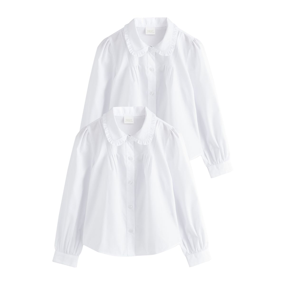 Chemise manches longues à volants, lot de 2 blanc, NEXT