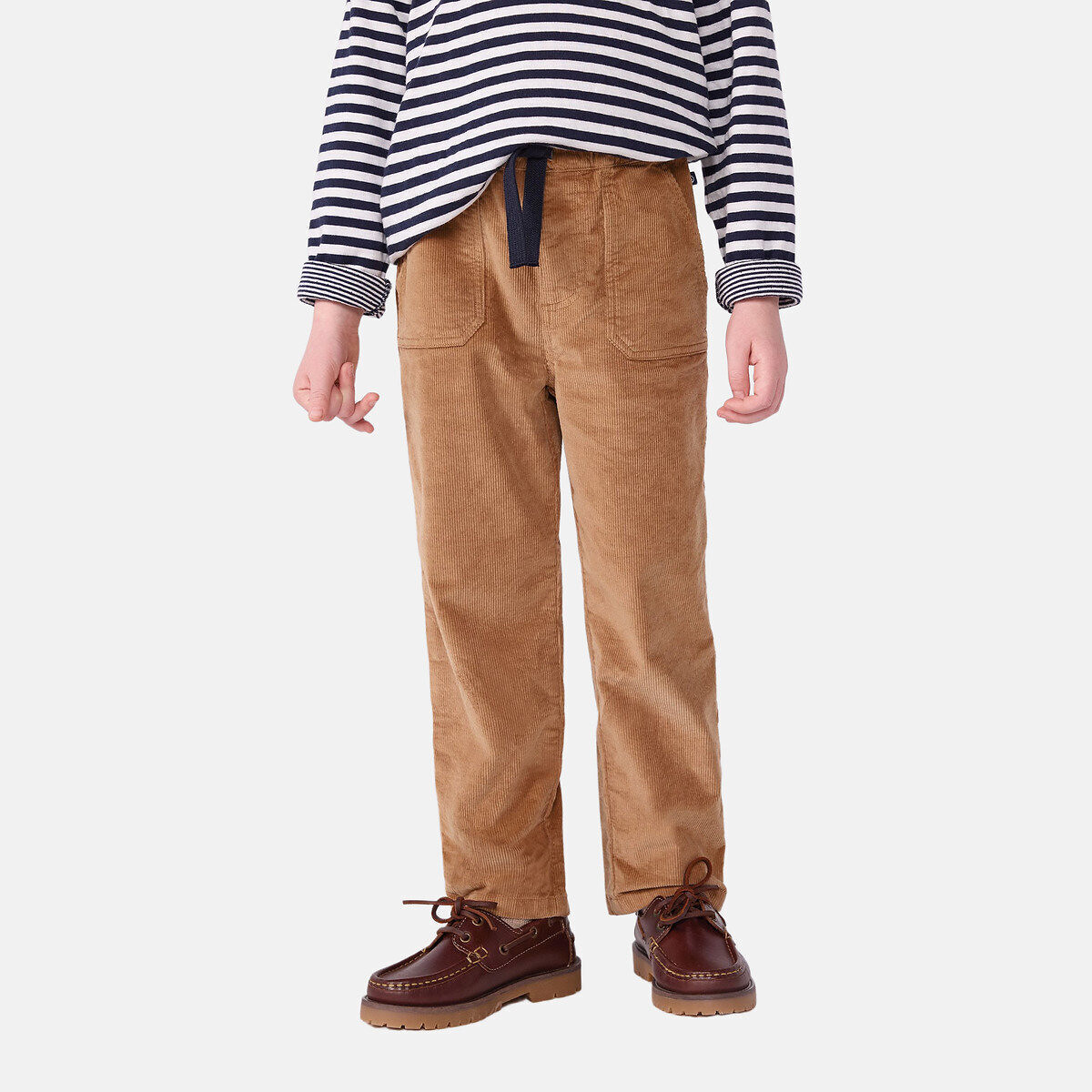Velour Straight Trousers camel, PETIT BATEAU