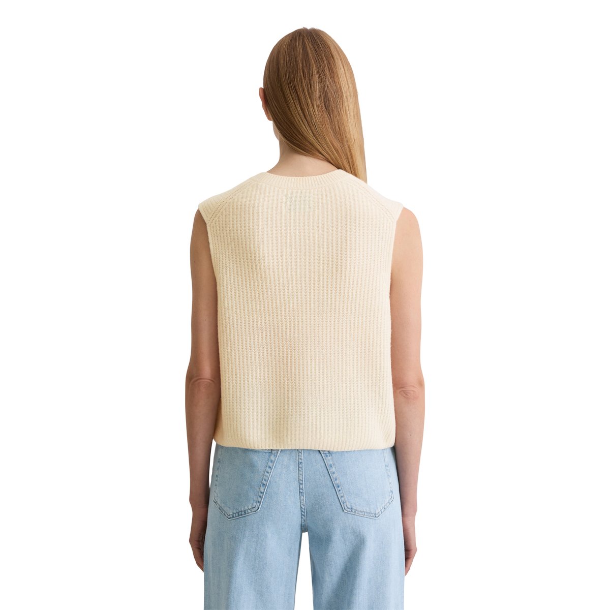 Gilet tricoté sans manches slim en doux mélange de laine mérinos nature, MARC O'POLO