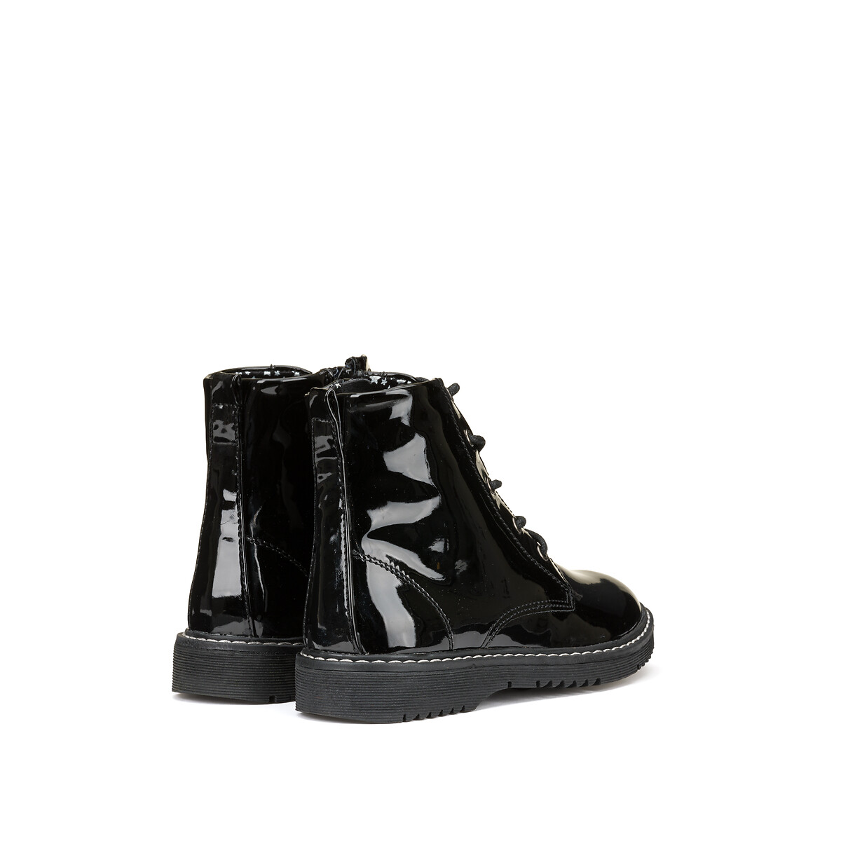 Kids Patent Ankle Boots with Zip Fastening black patent, LA REDOUTE COLLECTIONS