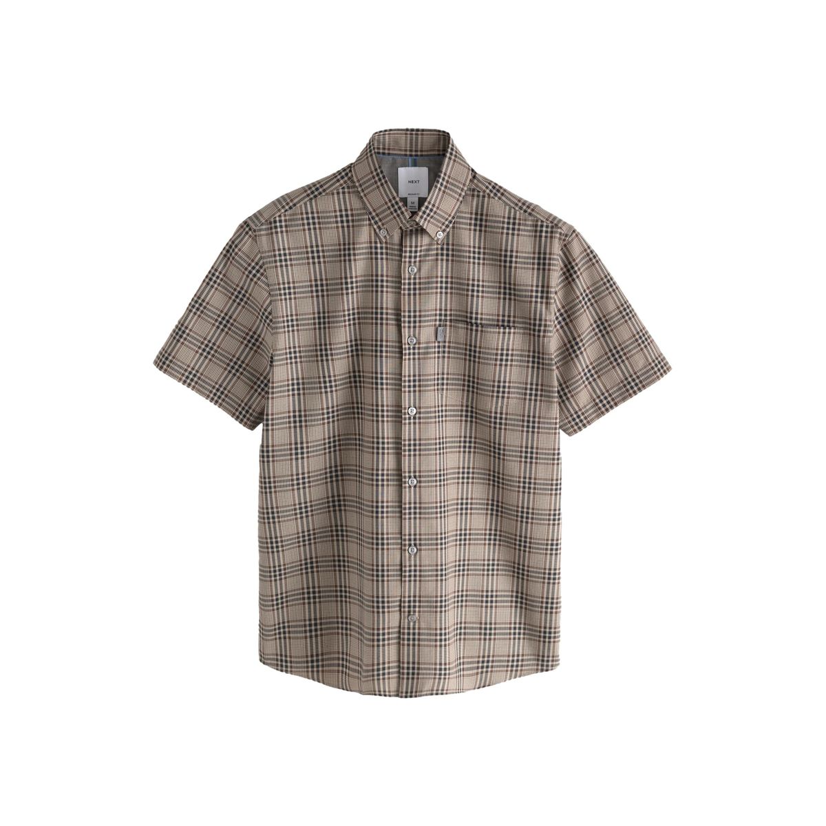 Chemise oxford à manches courtes et carreaux naturel, NEXT