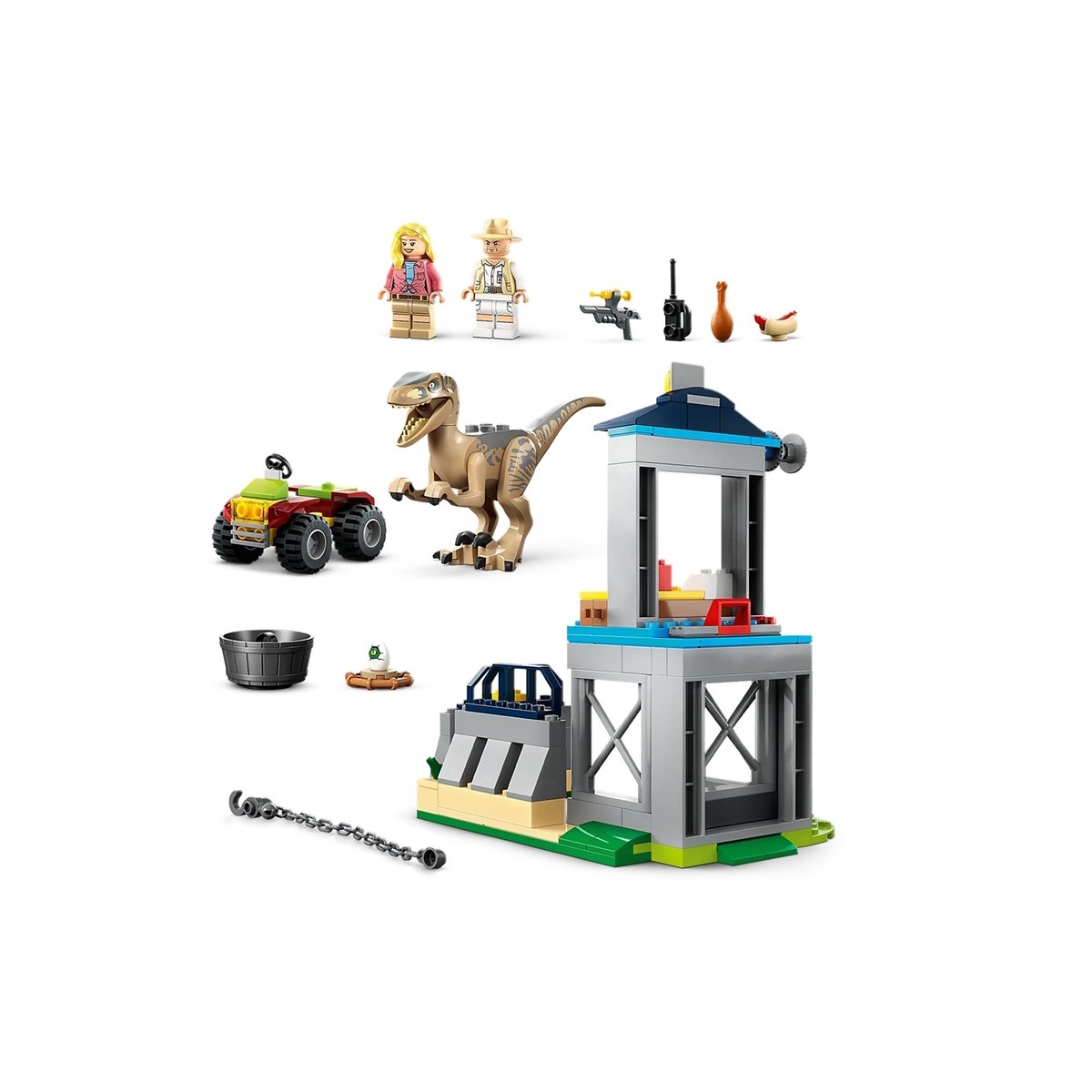 Jurassic Park L'évasion du vélociraptor multicolore, LEGO
