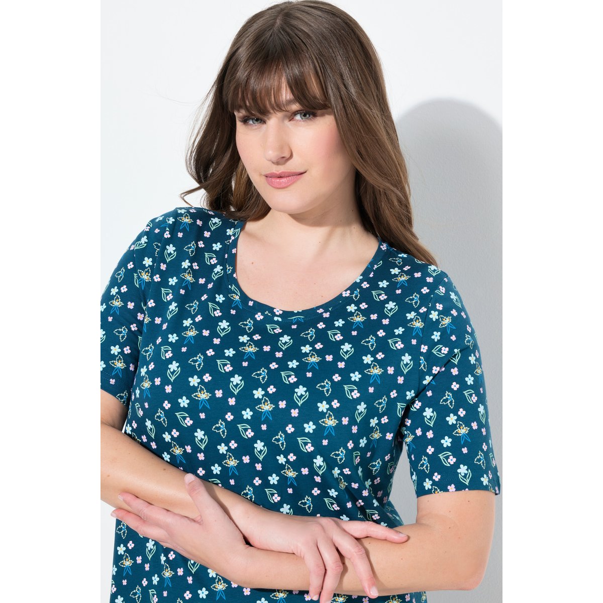 Chemise de nuit 0 fleurs pétrol, ULLA POPKEN