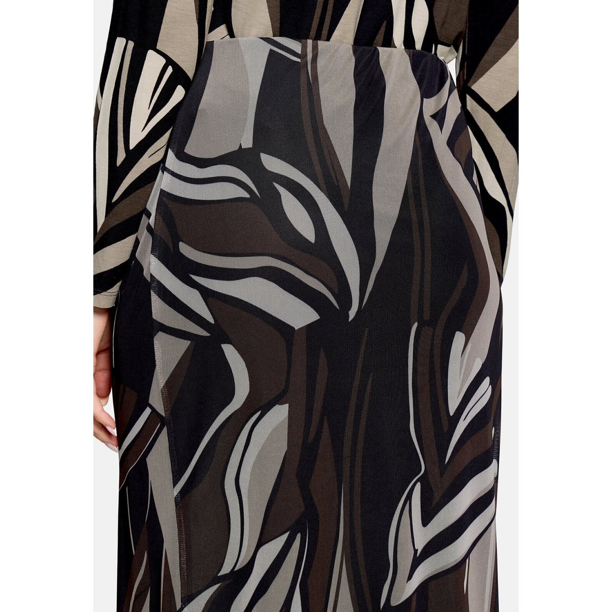 Jupe longueur midi à élastique taupe/black, BETTY BARCLAY