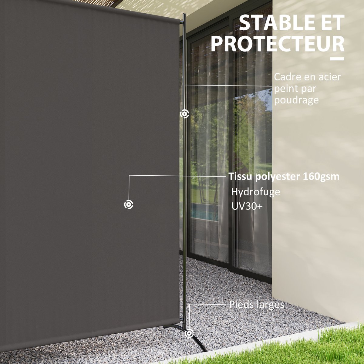 Pare-vue d'extérieur Polyester Gris foncé gris, OUTSUNNY