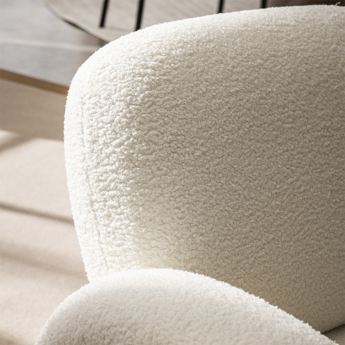 Fauteuil en tissu bouclette- MIO blanc, DRAWER