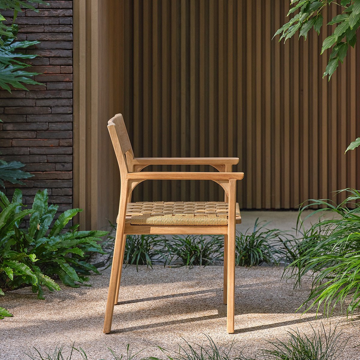 Fauteuil de jardin en teck et rotin PIANA naturel, BERAH GETAH