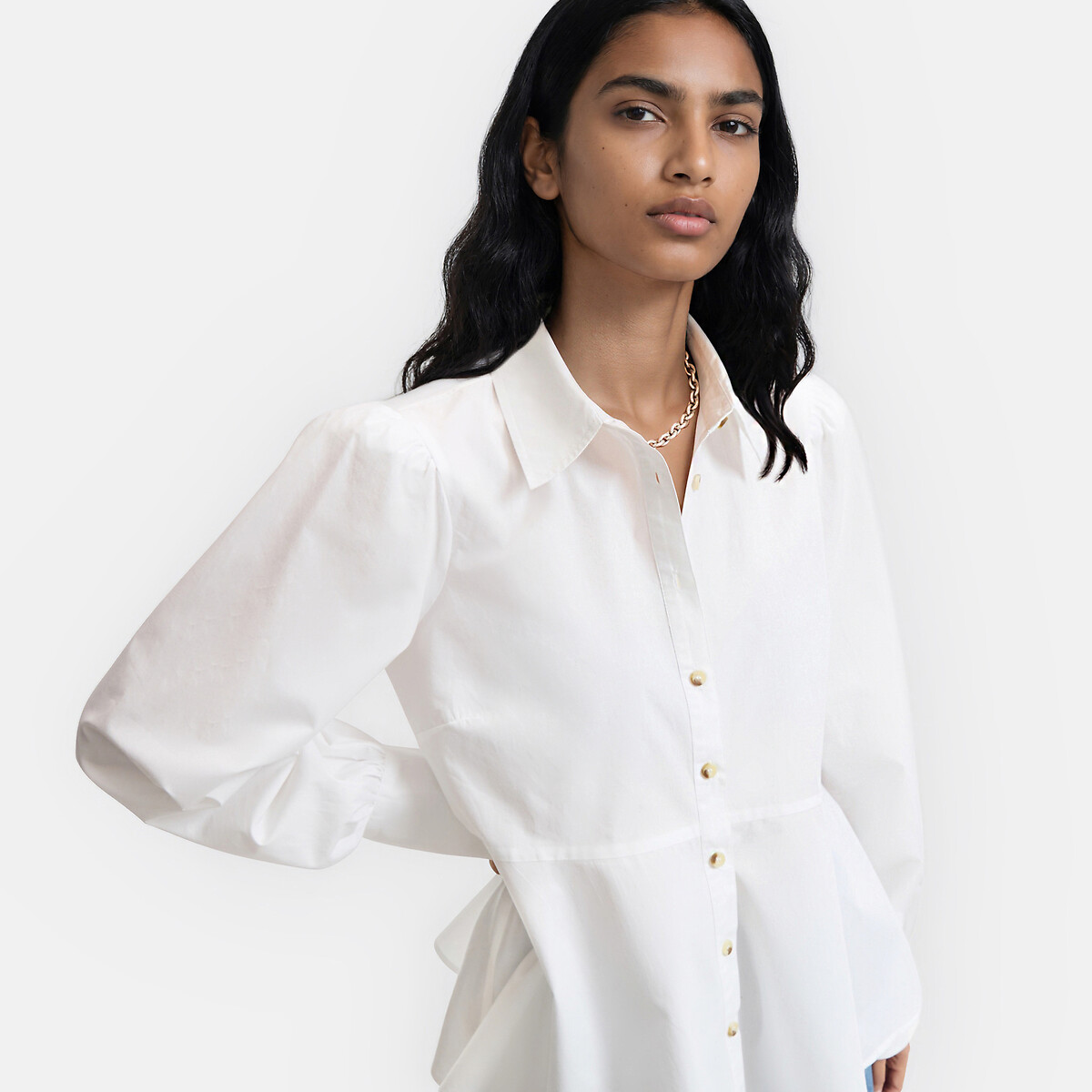Chemise évasée, manches longues blanc, LA REDOUTE COLLECTIONS