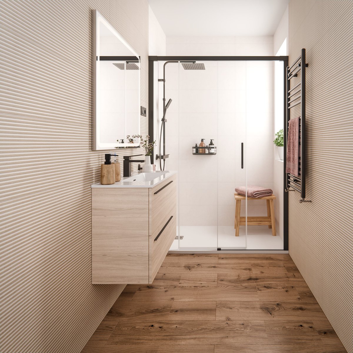 Colonne de douche avec robinet, STUDIO noir, SENSEA