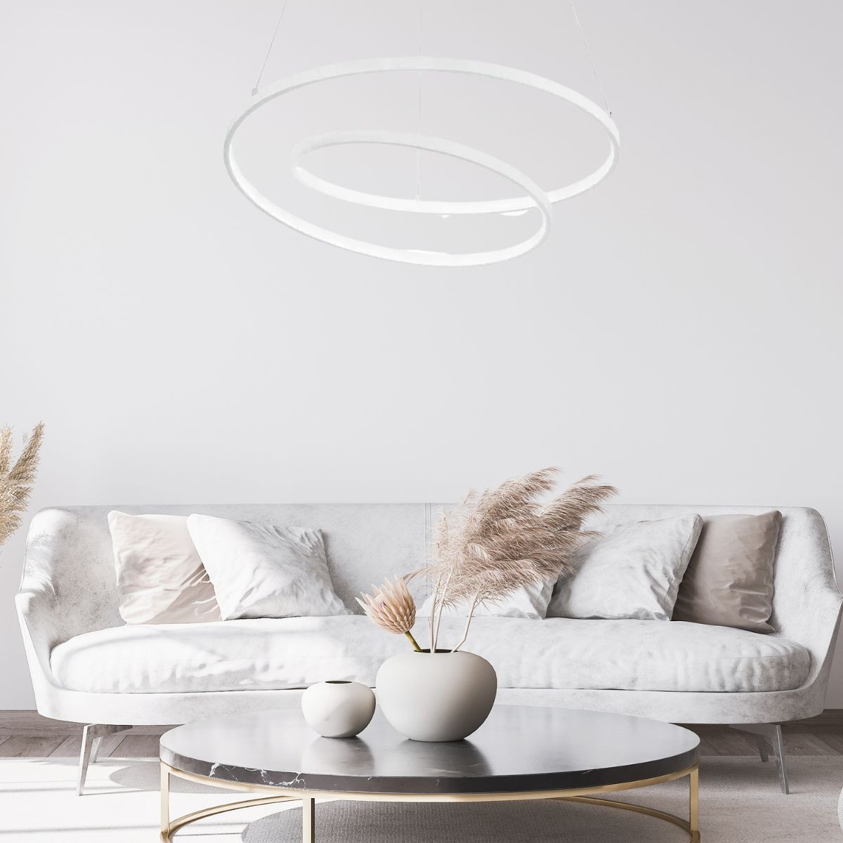 Suspension    lumière chaude  OZ blanc, IDEAL LUX