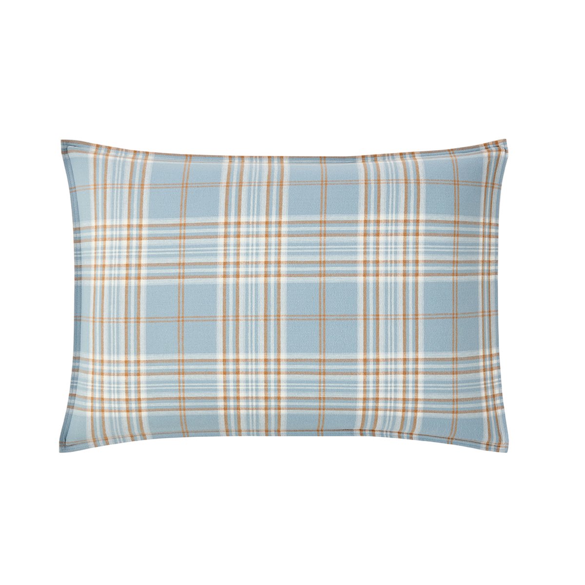 Taie d'oreiller imprimée en flanelle de coton, TARTAN bleu, ESSIX
