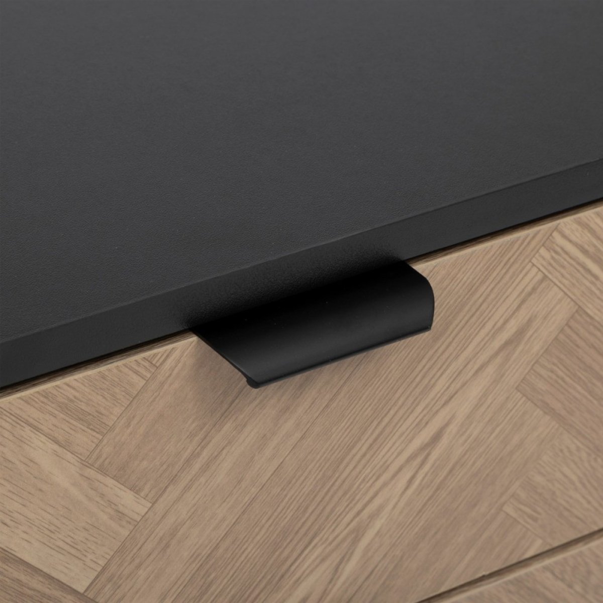 Table de chevet 2 tiroirs Chevrons noir, ATMOSPHERA