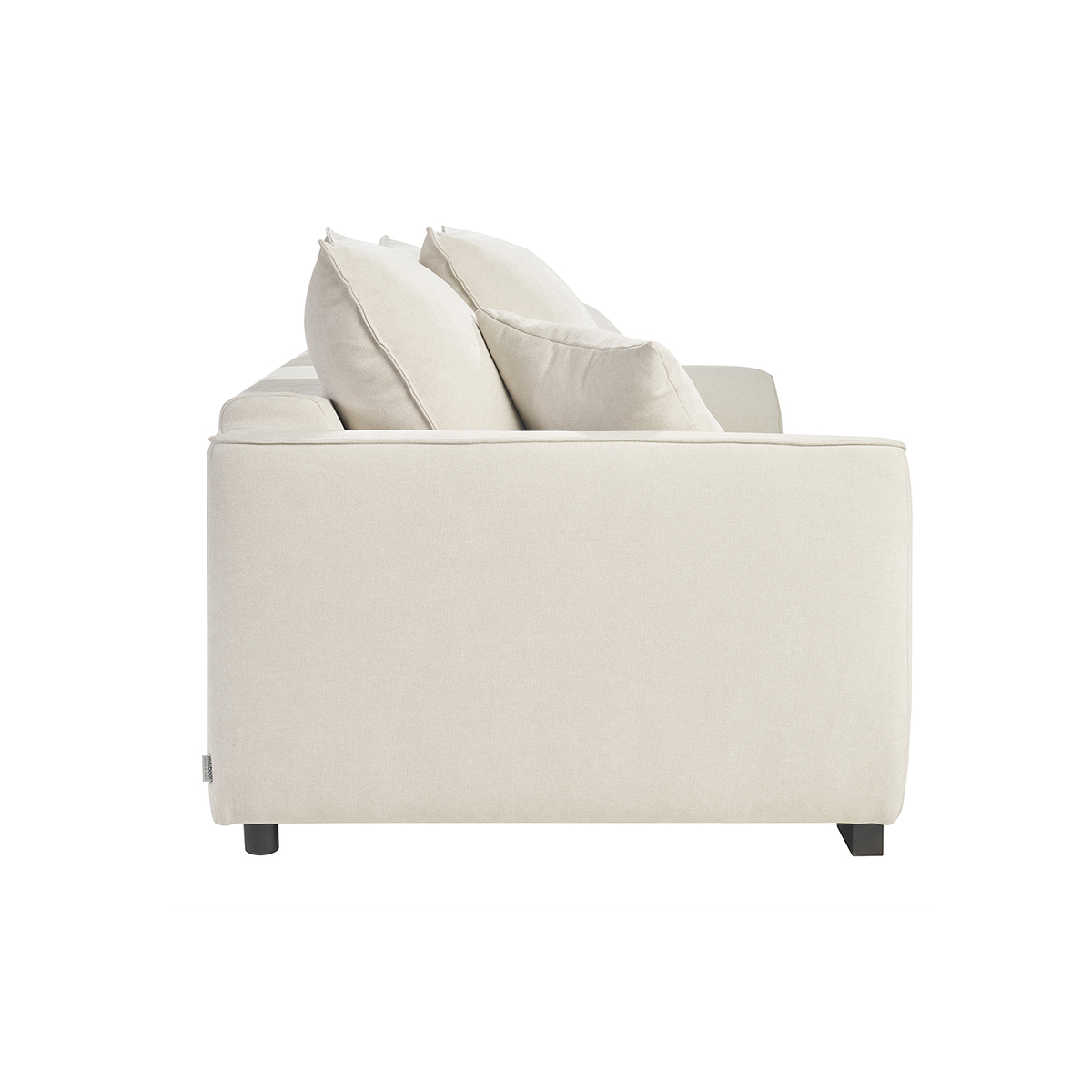 Canapé convertible 3 places en tissu effet velours taupe avec matelas 12 cm ARMAND beige, MILIBOO