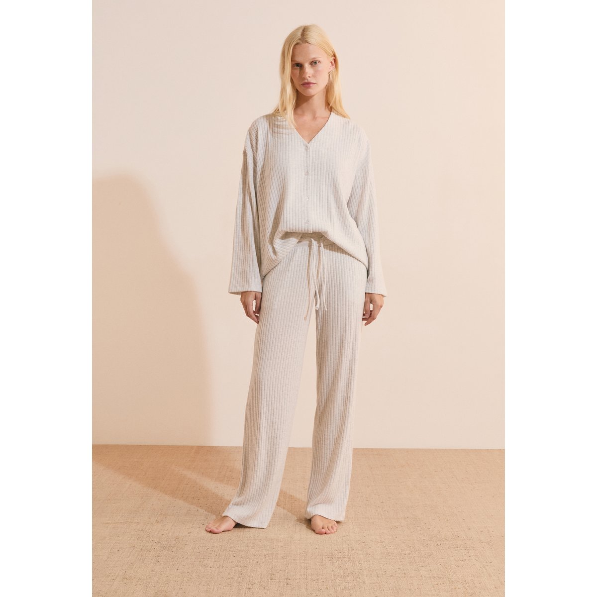 Gilet de pyjama côtelé BERENICE gris, ETAM