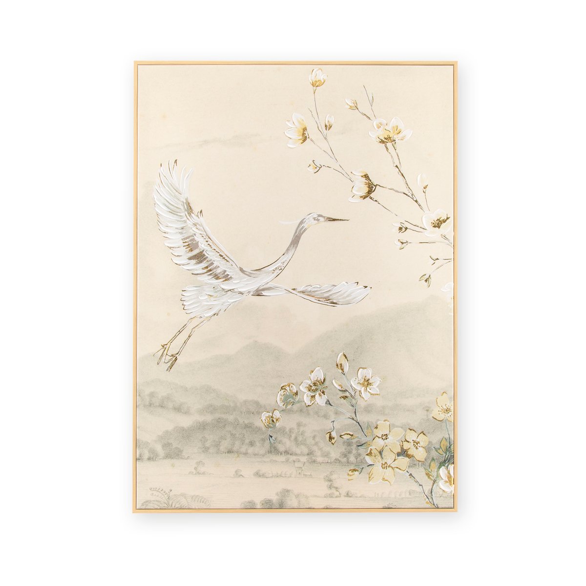 Toile encadrée Grue sauvage beige, doré, ART FOR THE HOME