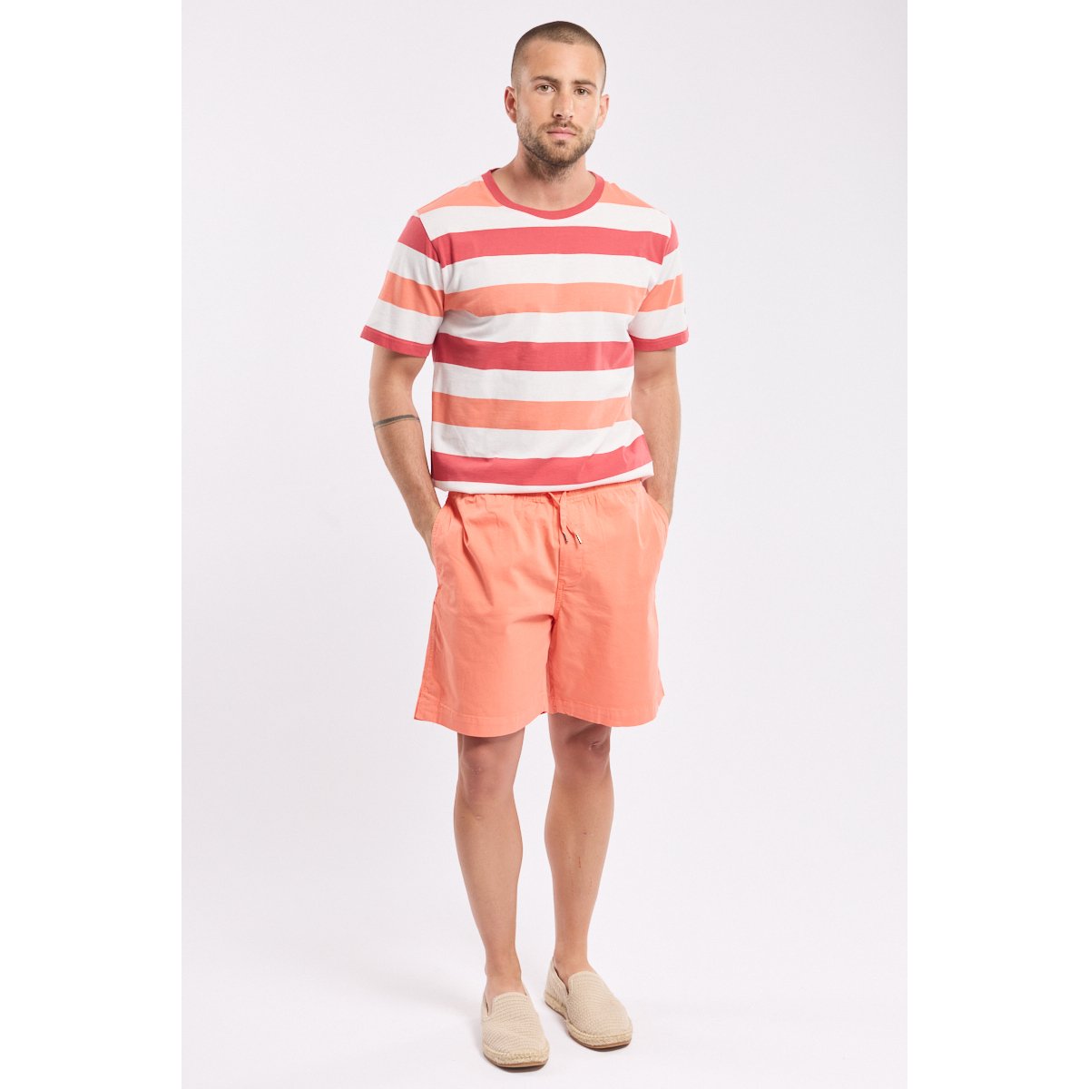Short taille élastique en coton coral e24, ARMOR-LUX