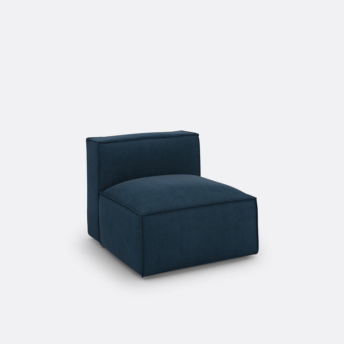 Elément chauffeuse pour canapé modulable, en velours côtelé fines côtes, SEVEN bleu, LA REDOUTE INTERIEURS