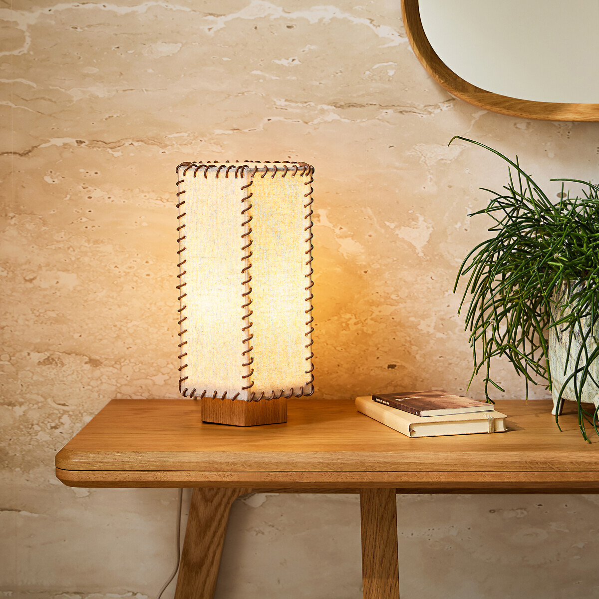 Lampe à poser en chêne et lin, SIXTA naturel, AM.PM