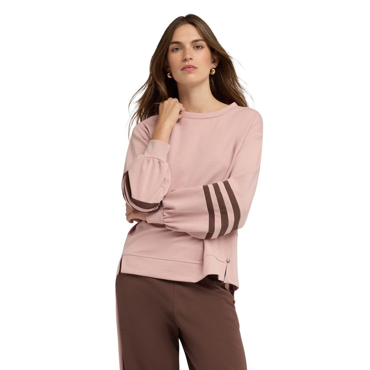 Sweat fermé avec bandes contrastées et fente rose, MOTIVI