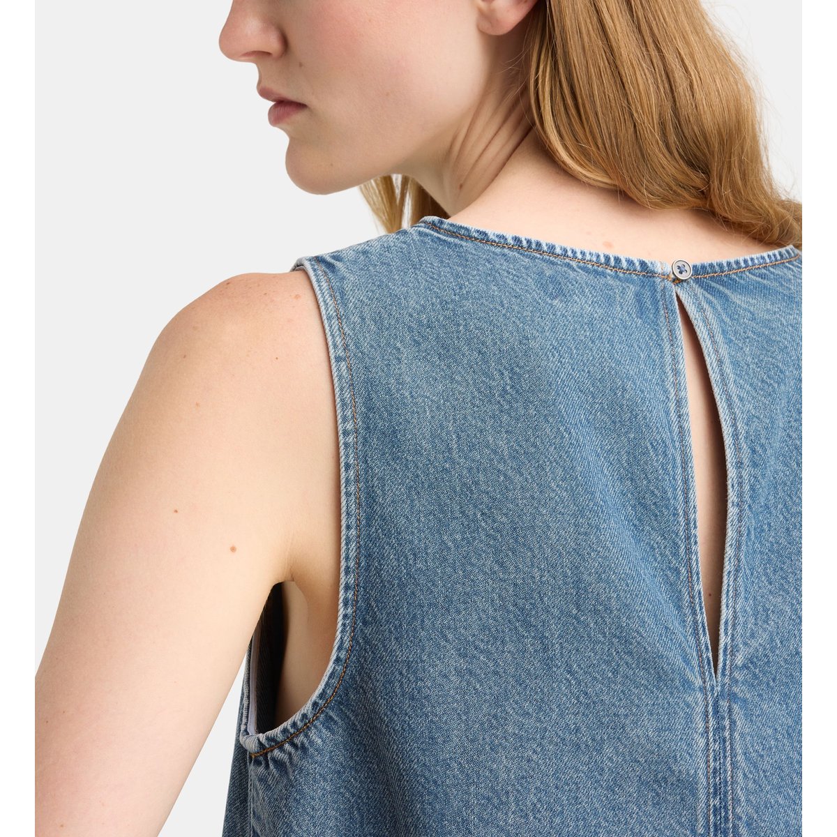 Top corfou sans manches bleu moyen, GALERIES LAFAYETTE