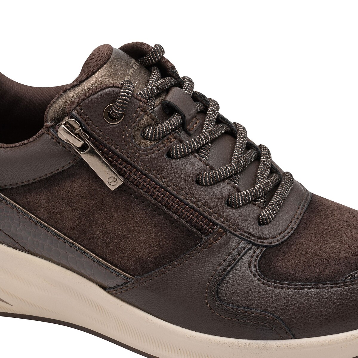 Baskets compensées zippées marron foncé, TAMARIS