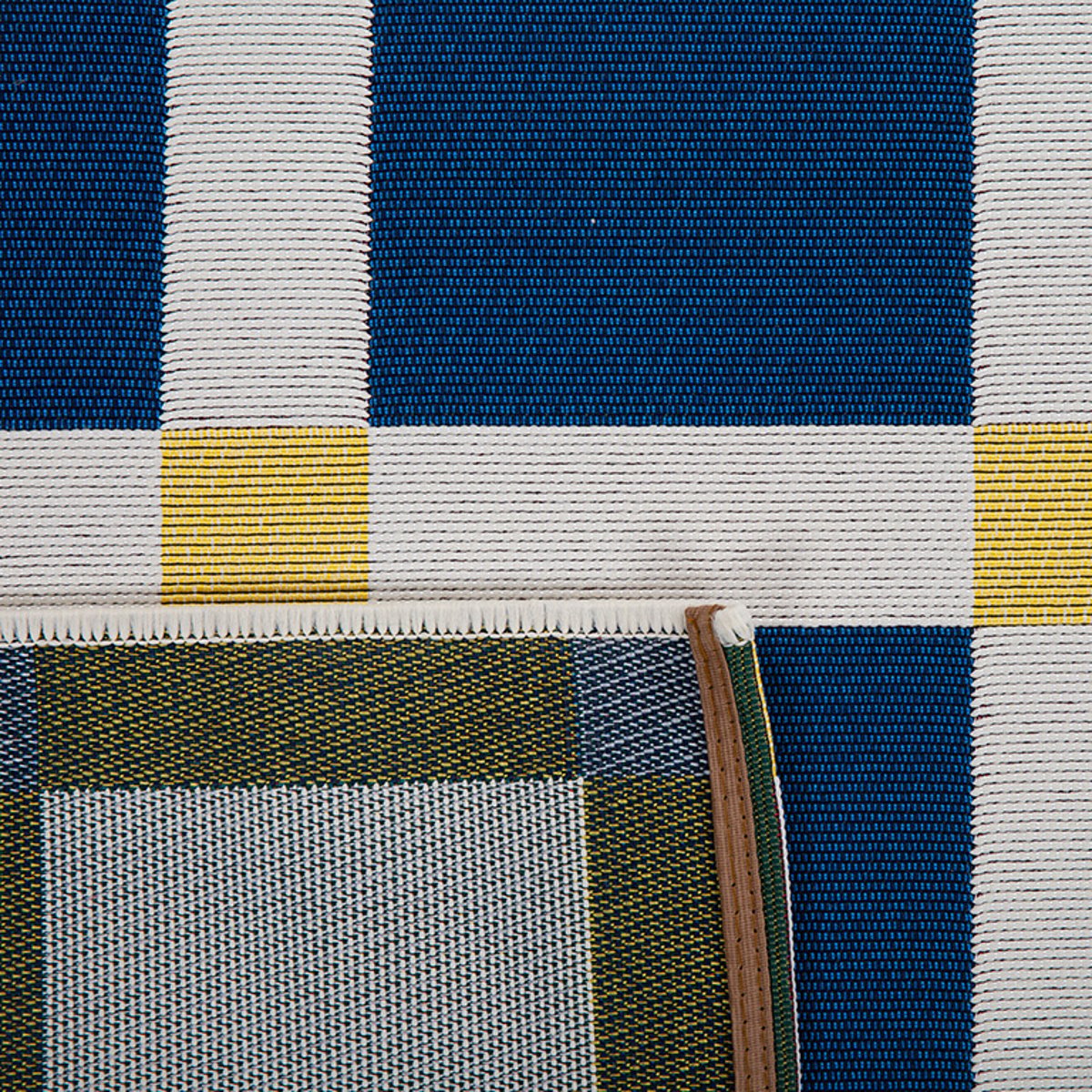 Tapis extérieur à motif damier POSITANO bleu, NAZAR RUGS