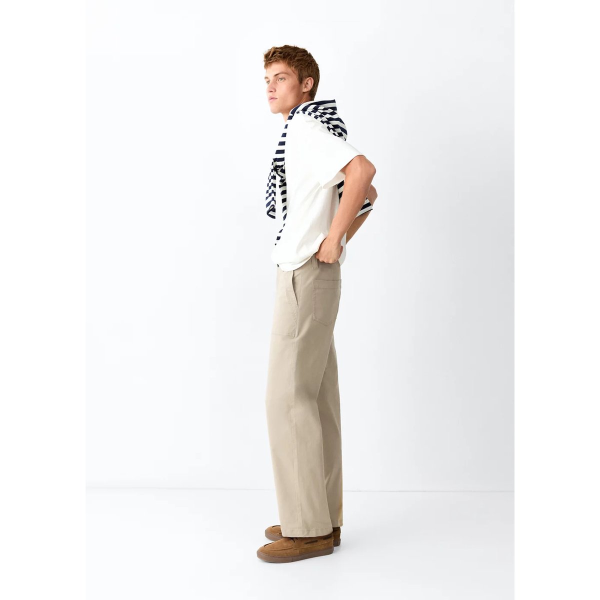 Pantalon droit poches beige, MANGO TEEN