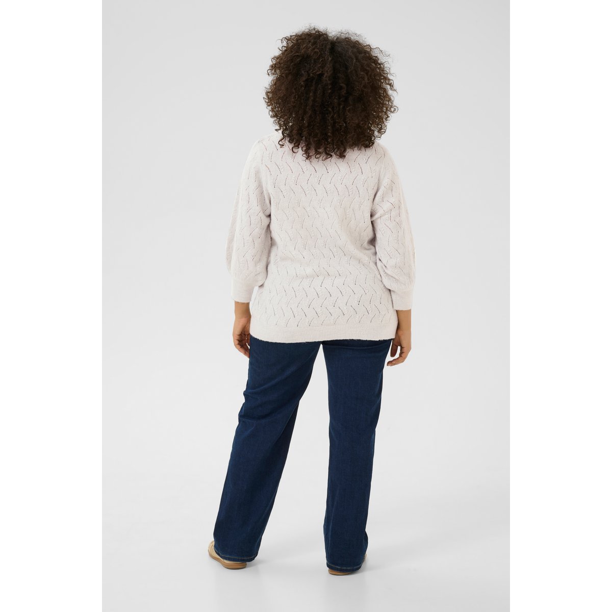 Knitted pullover gris light grey melnage, KAFFE CURVE