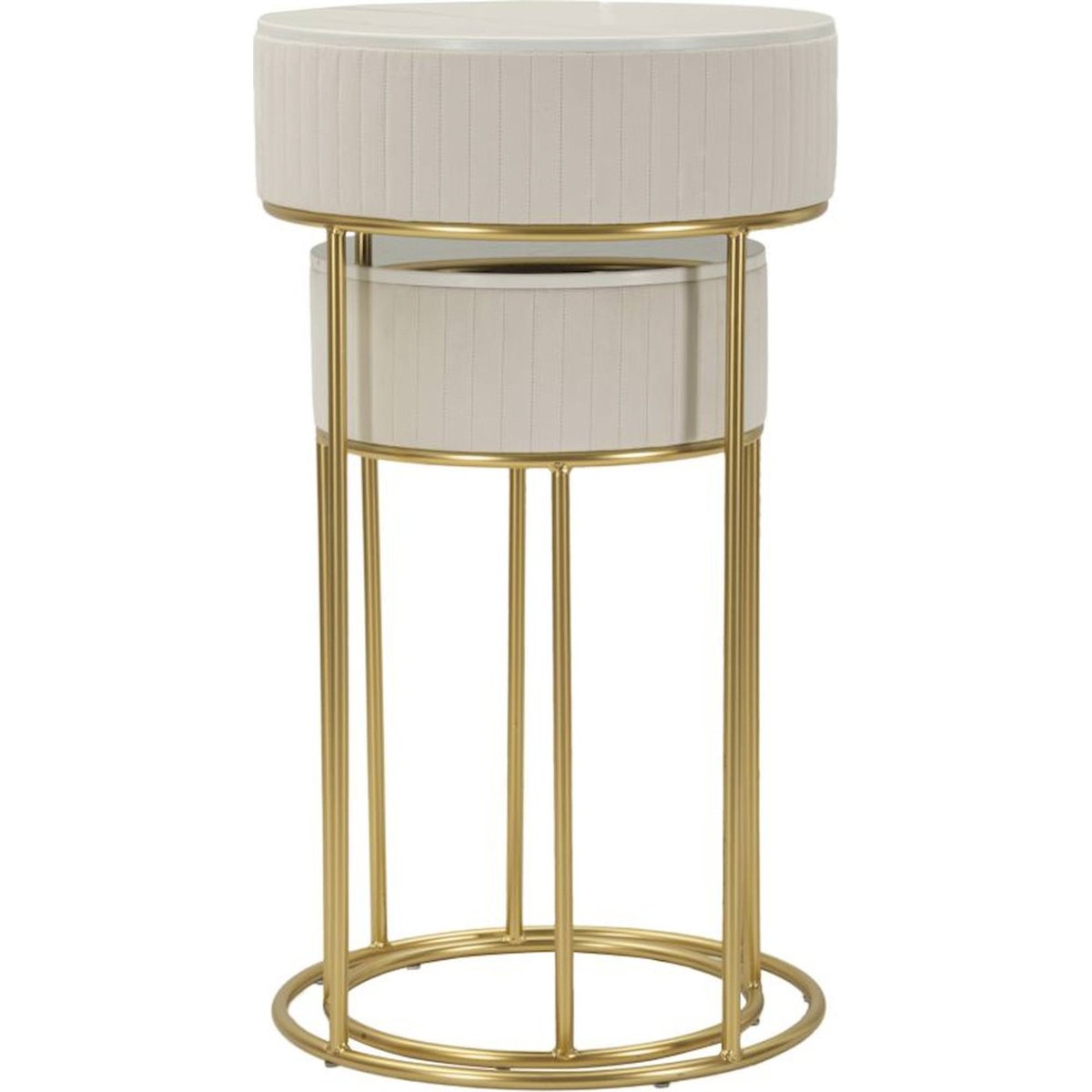 Set de 2 tables hautes rondes plateau marbré GLAM crème et doré, RECOLLECTION