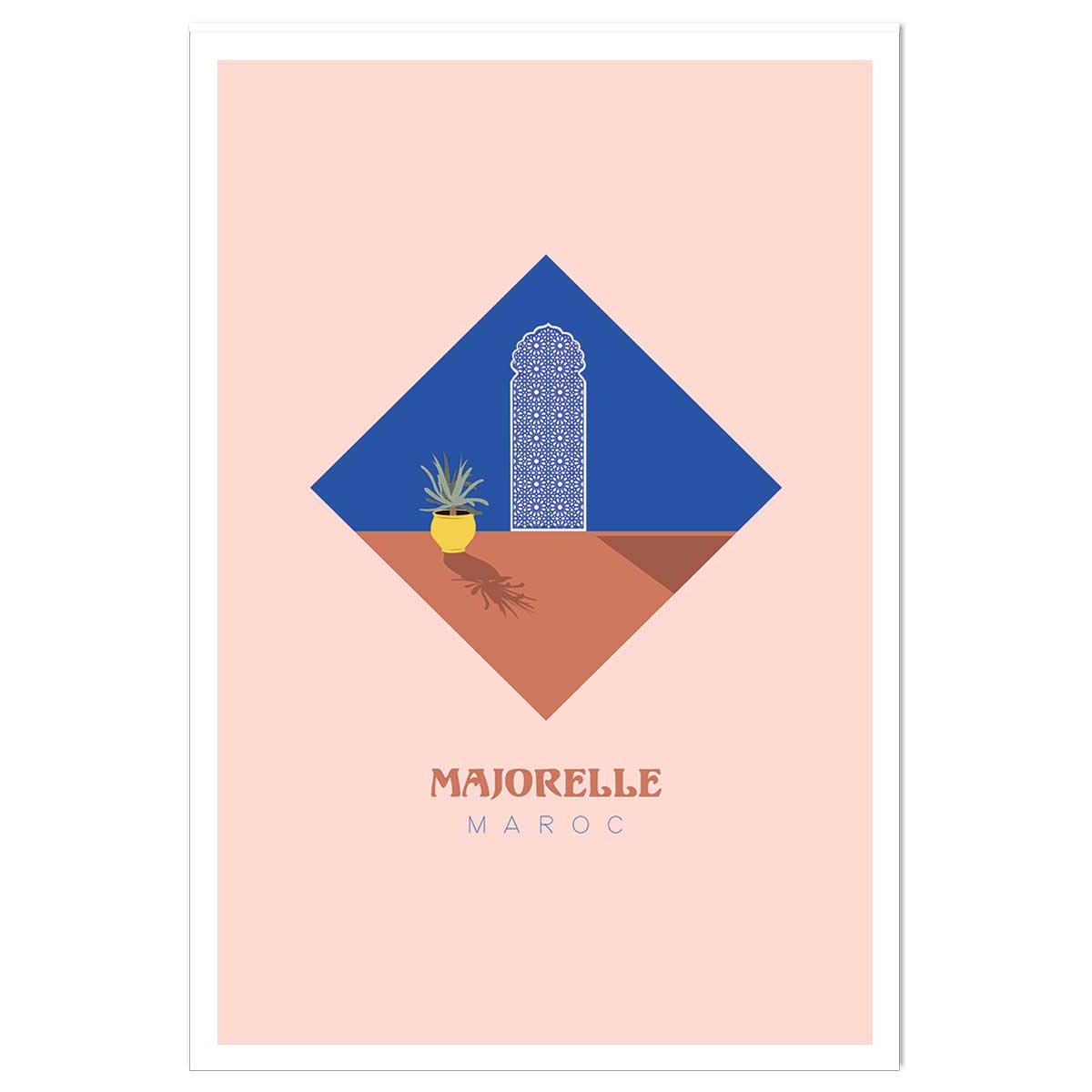 Affiche illustration graphique majorelle maroc affiche seule, HEXOA