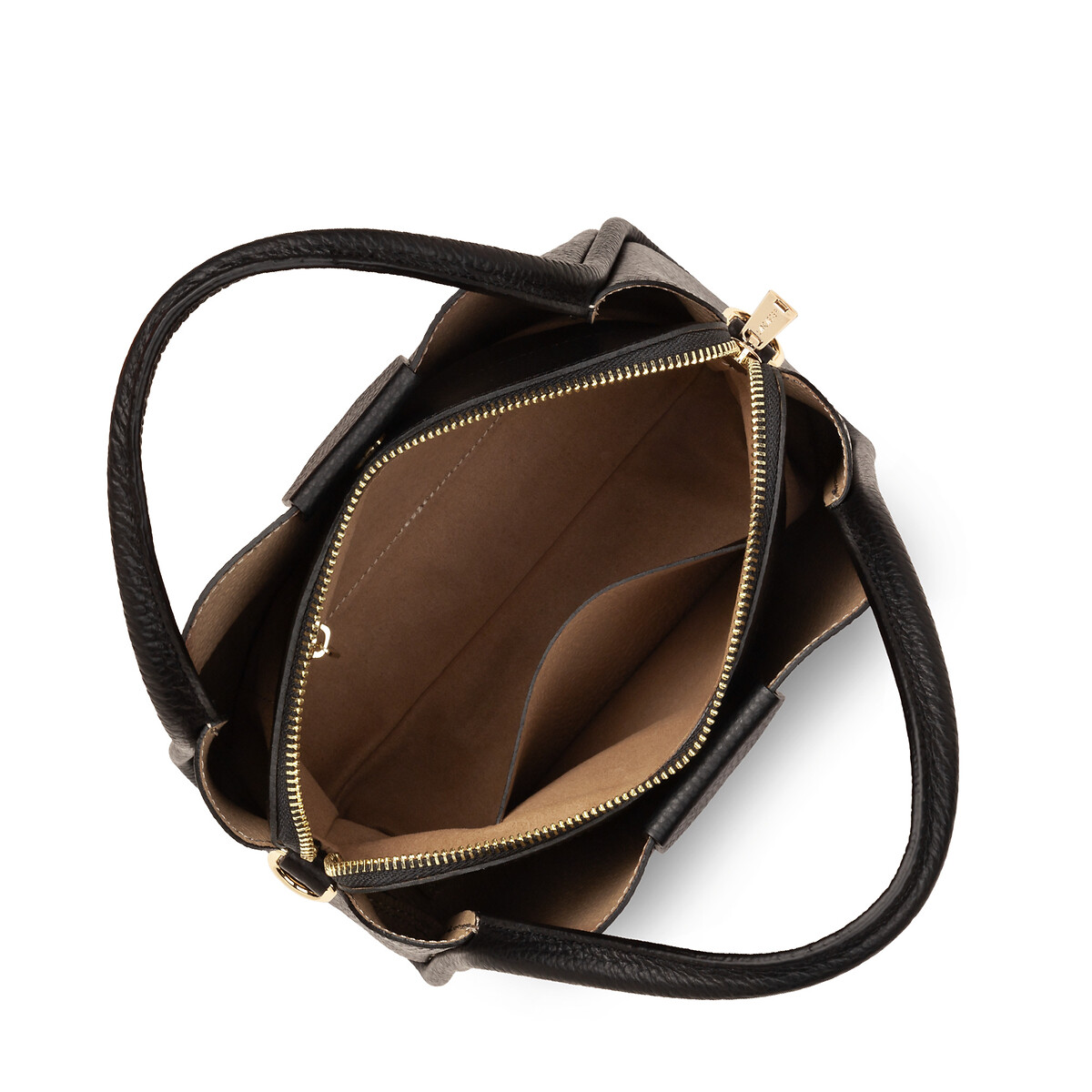 Sac à main en cuir grainé avec bandoulière noir, LANCASTER