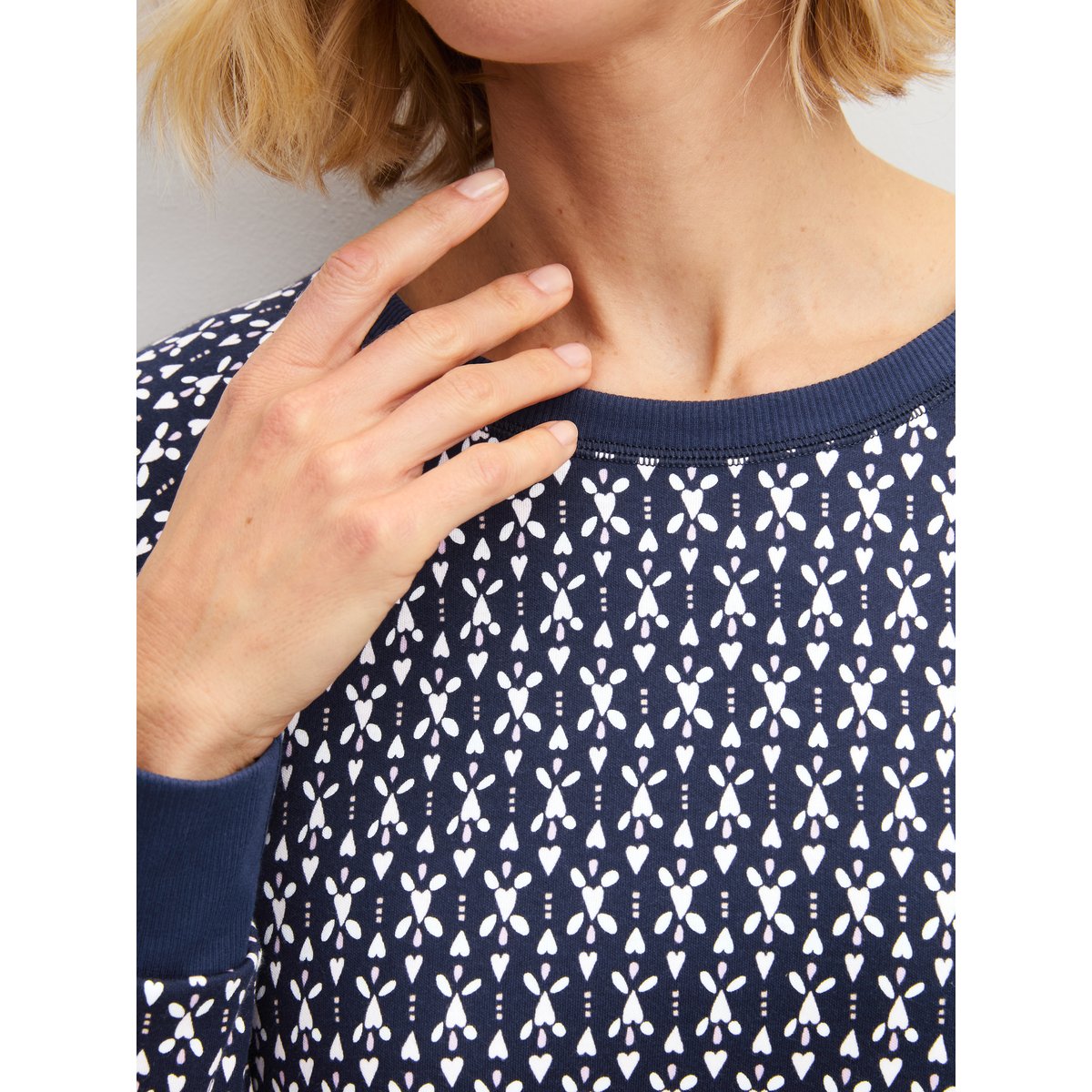 manches longues Coton MIDNIGHT HEARTS bleu paon, CALIDA