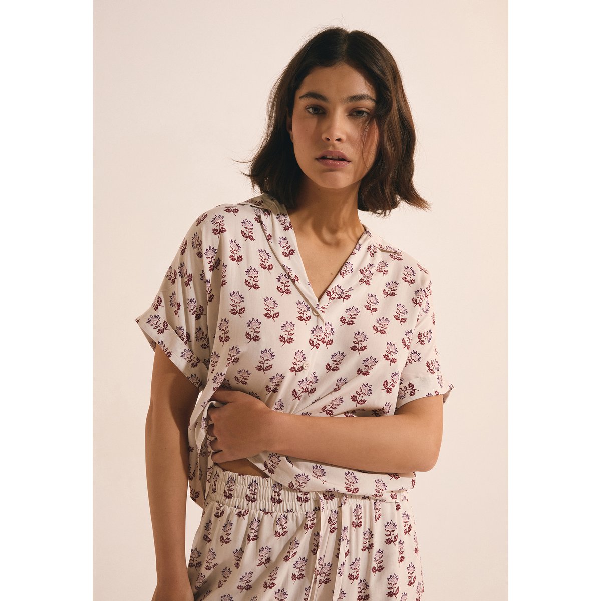 Chemise manches courtes à motifs KAEL ecru, ETAM