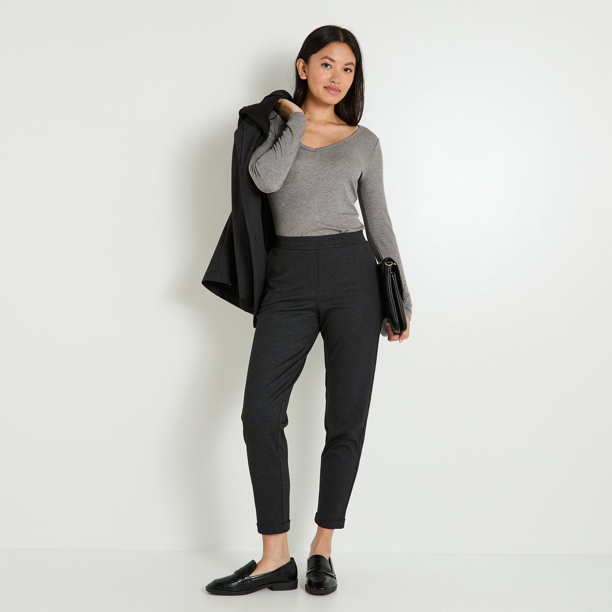 Pantalon en maille jacquard noir, GRAIN DE MALICE