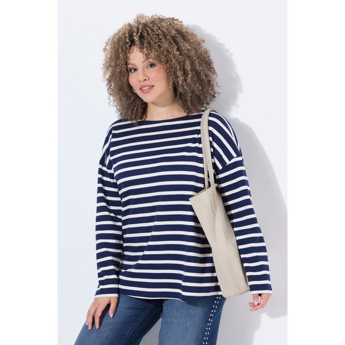 T-shirt à rayures, coupe oversize bleu encre, ULLA POPKEN