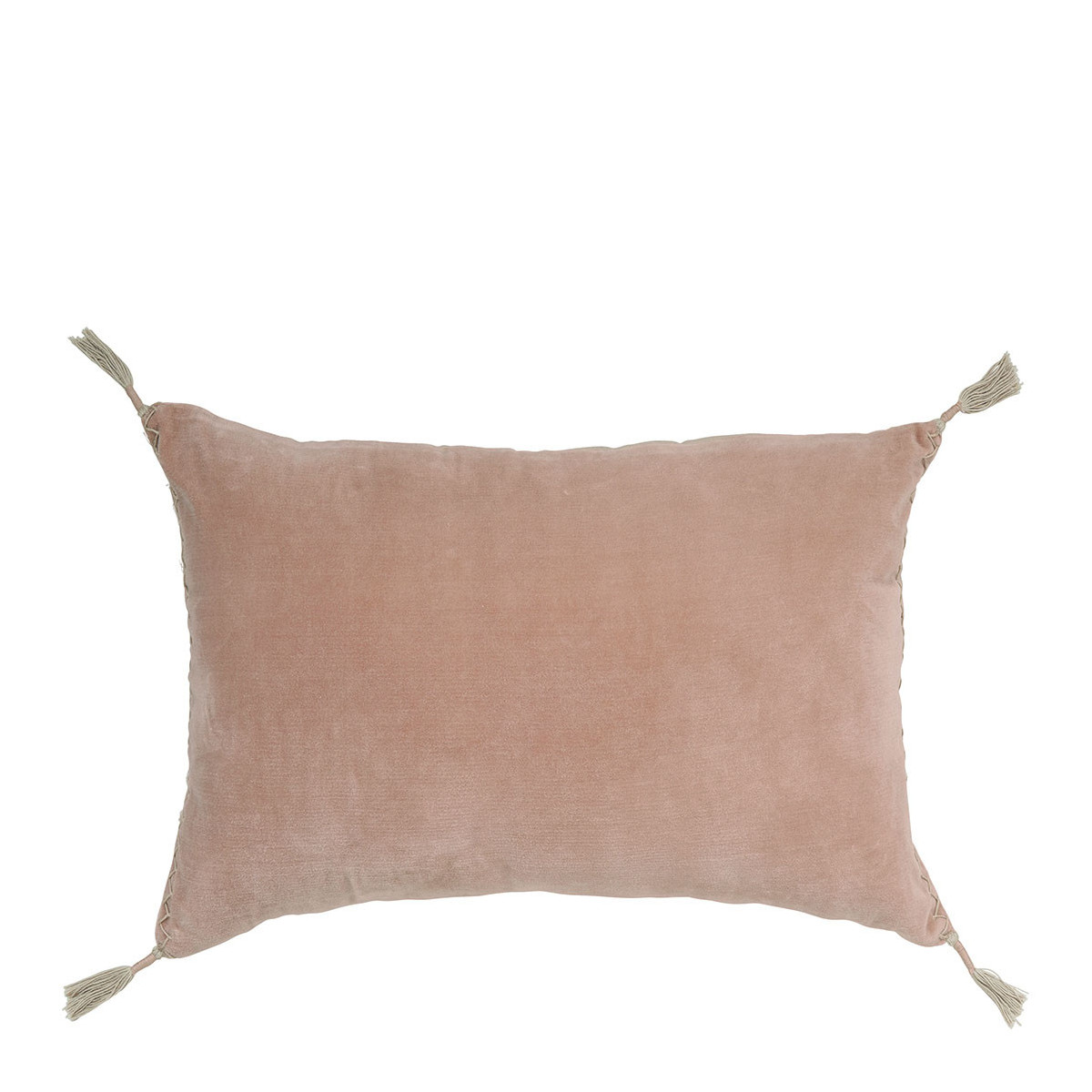 Housse de coussin en velours de coton rose, BLANC D’IVOIRE