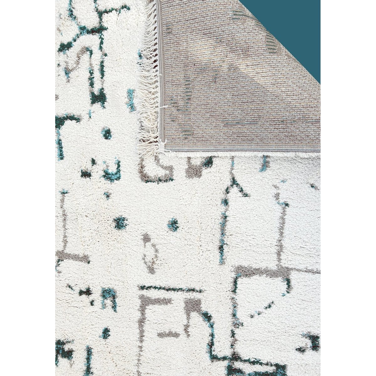 Tapis design avec franges VOLUBILIS bleu naturel, AFK LIVING