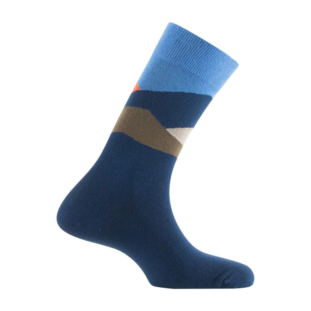 Pack de 2 mi-chaussettes fantaisie paysage Coton majoritaire marine, KINDY