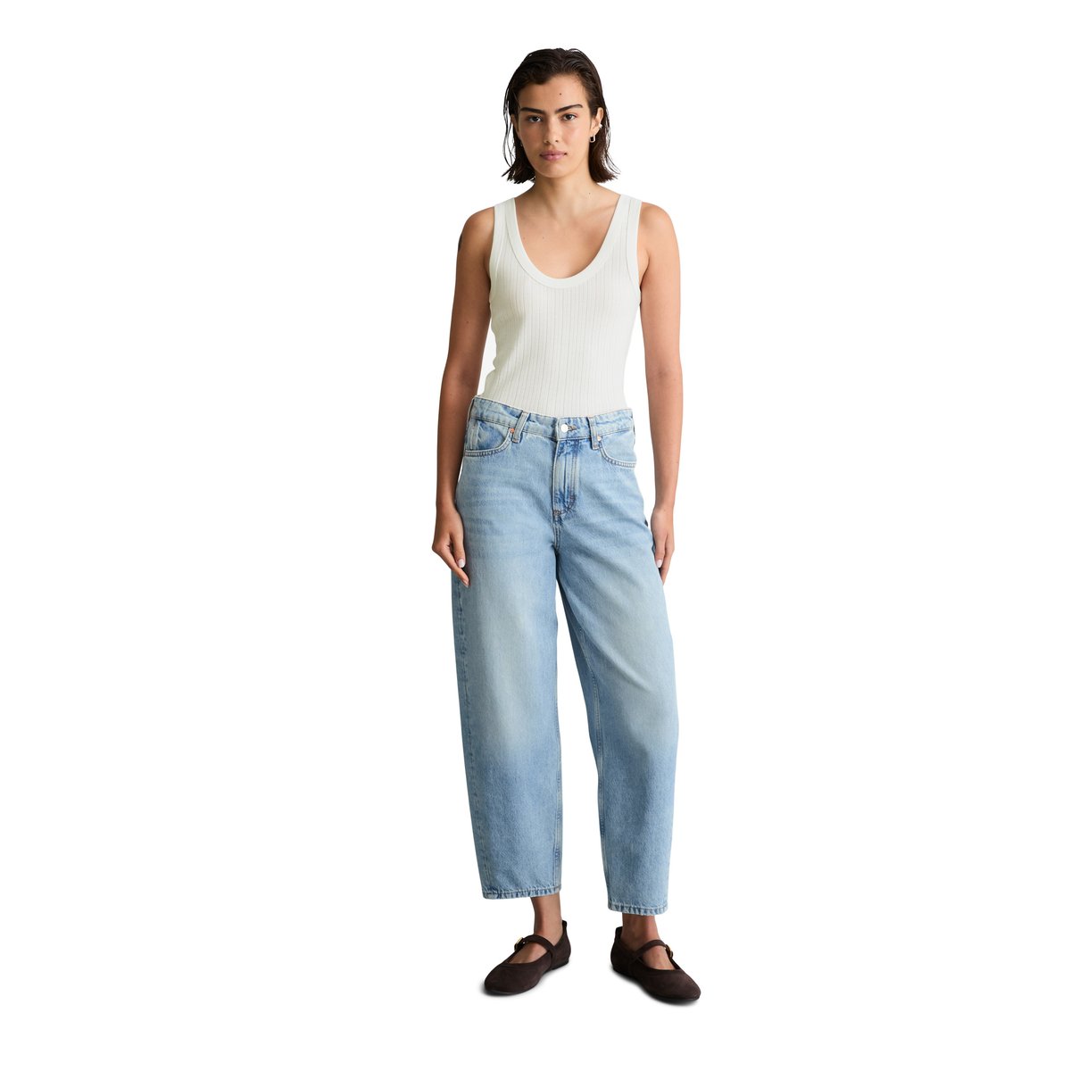 Jeans modèle Stine barrel cropped en pur coton bleu clair, MARC O’POLO DENIM
