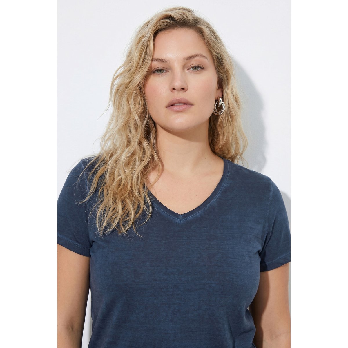 T-shirt coupe Classic Fit, coutures claires marine, ULLA POPKEN